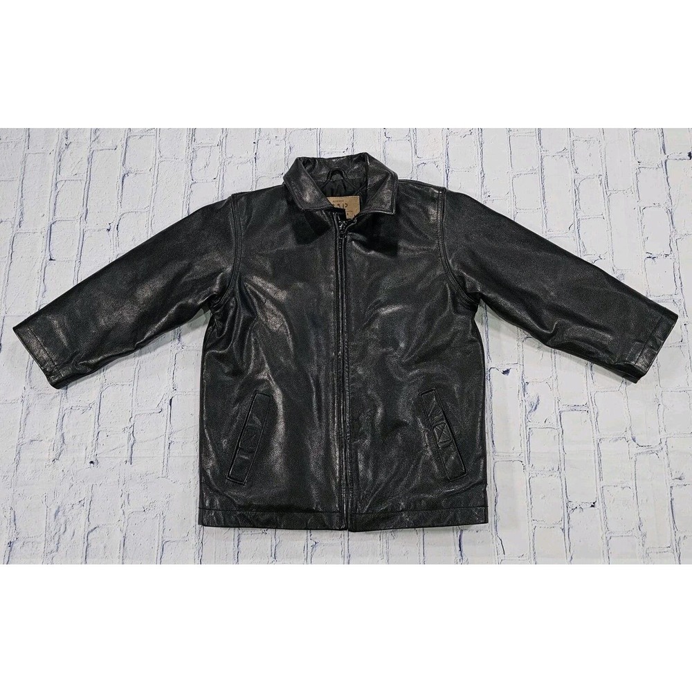 Vintage GAP Leather Jacket Trucker Moto Biker Black Y2K WOMENS SIZE SMALL